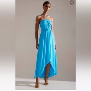 Ruched Keyhole halter dress Revolve Krisa